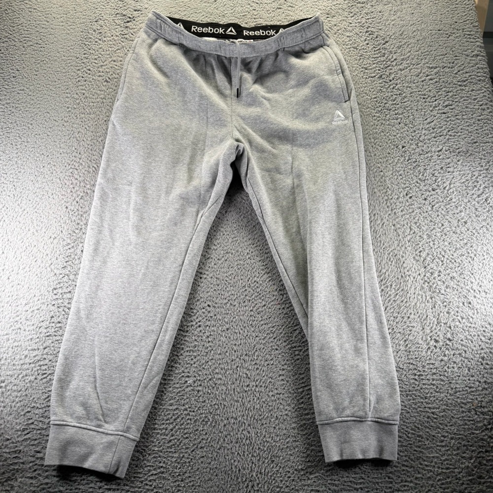 Reebok Sweatpants Mens 36x30 Gray Cotton Tapered Performance Activewear Sports